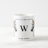 Waterverf Wit Eenhoorn Paard Monogram w / naam Koffiemok (Center)