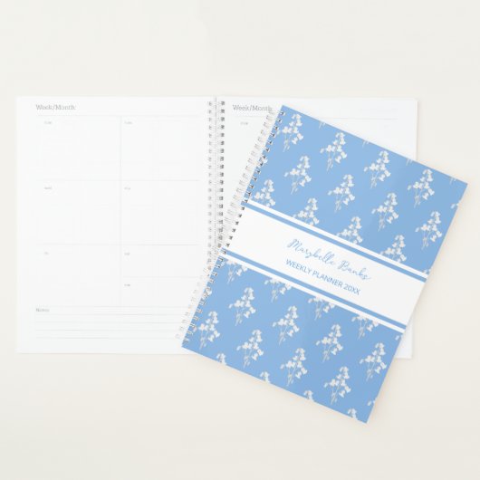 Waterverf Wit en Blauwe Bellflower Wekelijks Planner (Display)