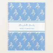 Waterverf Wit en Blauwe Bellflower Wekelijks Planner (Voorkant)