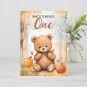 Waterverf Wit en Bruin Beren Herfst 1e Verjaardag Kaart (Staand voorkant)