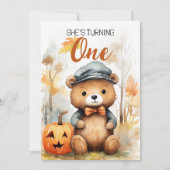 Waterverf Wit en Bruin Bossen Beer 1e Verjaardag Kaart (Voorkant)