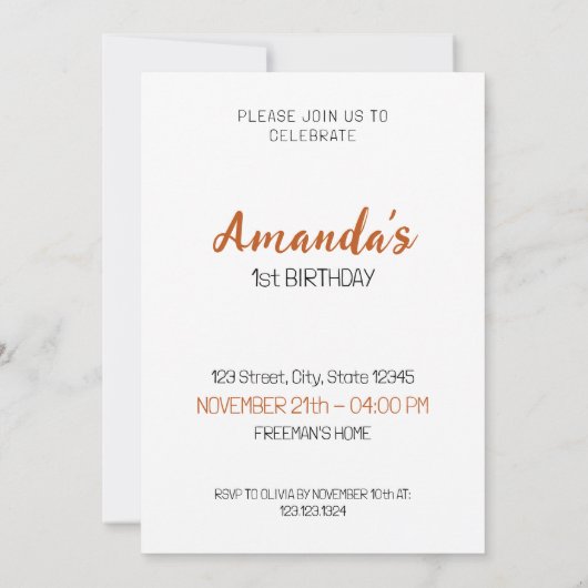 Waterverf Wit en Bruin Bossen Beer 1e Verjaardag Kaart (Achterkant)