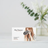 Waterverf Wit en Bruin Vrouw Fotografie Visitekaartje (Staand voorkant)