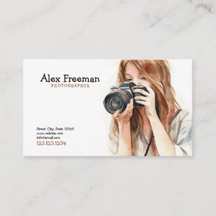 Waterverf Wit en Bruin Vrouw Fotografie Visitekaartje