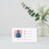 Waterverf wit en roze Foto Sociale media Visitekaartje (Staand voorkant)