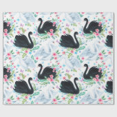Waterverf wit en zwart swan-meer naadloos cadeaupapier (Vlak)