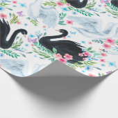 Waterverf wit en zwart swan-meer naadloos cadeaupapier (Hoek)