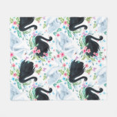 Waterverf wit en zwart swan-meer naadloos fleece deken (Voorkant (Horizontaal))