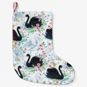 Waterverf wit en zwart swan-meer naadloos kleine kerstsok