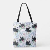 Waterverf wit en zwart swan-meer naadloos tote bag (Achterkant)