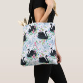 Waterverf wit en zwart swan-meer naadloos tote bag (Dichtbij)