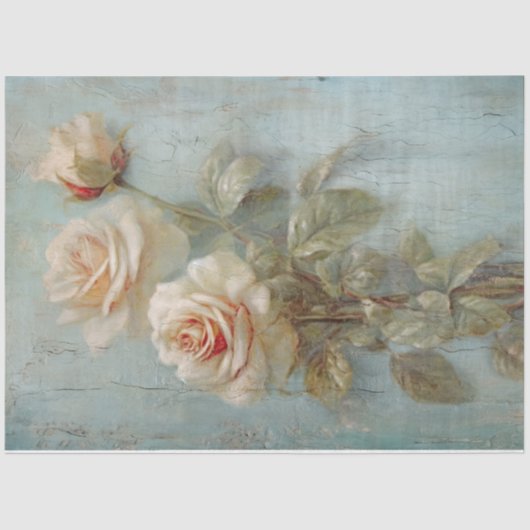  waterverf wit Engels rozen faux goud Tissuepapier (Voorkant)