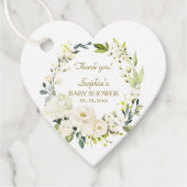 Waterverf Wit Floral Bloom Baby shower Bedankjes Labels (Voorkant)