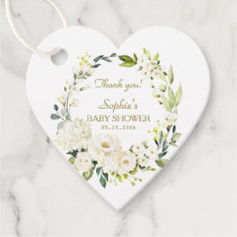Waterverf Wit Floral Bloom Baby shower Bedankjes Labels