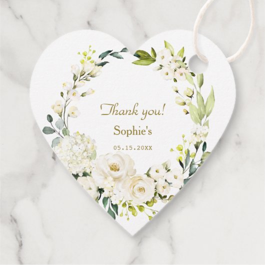 Waterverf Wit Floral Bloom Baby shower Bedankjes Labels (Achterkant)