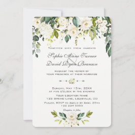 Waterverf Wit-Floral Bloom Wedding Kaart