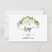 Waterverf Wit-Floral Bloom Wedding RSVP Kaartje (Voorkant)