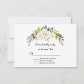 Waterverf Wit-Floral Bloom Wedding RSVP Kaartje (Achterkant)