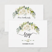 Waterverf Wit-Floral Bloom Wedding RSVP Kaartje (Voorkant / Achterkant)