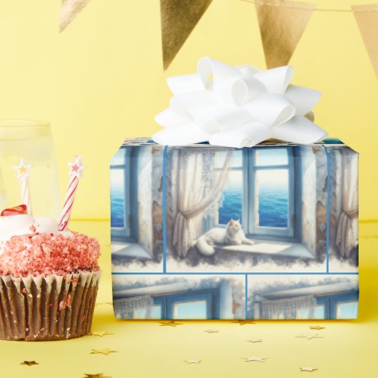 Waterverf Wit Kijkend naar de oceaan Cadeaupapier (Verjaardagsfeest)