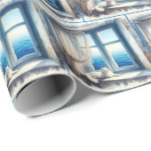 Waterverf Wit Kijkend naar de oceaan Cadeaupapier (Rol Hoek)