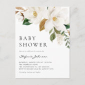 Waterverf Wit Magnolia rustiek Baby shower Uitnodiging Briefkaart (Voorkant)