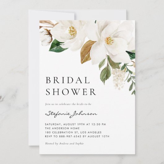 Waterverf Wit Magnolia rustiek Vrijgezellenfeest Kaart (Voorkant)