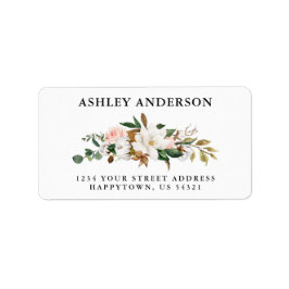 Waterverf Wit Magnolias Roze Adres Etiket