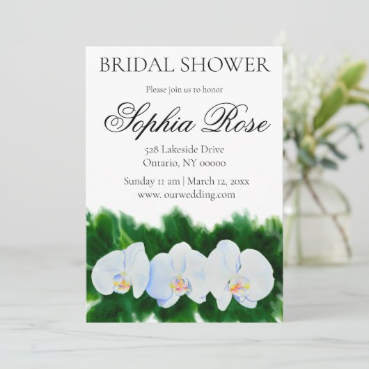 Waterverf wit orchidee schilderen vrijgezellenfees kaart (Staand voorkant)