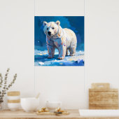 Waterverf Wit Polar Beer Kinder Poster (Keuken)