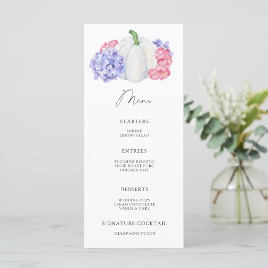Waterverf wit pompoen menu (Staand voorkant)