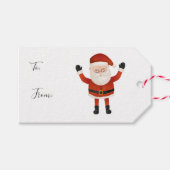 Waterverf Wit Rood Santa Kerstcadeau Cadeaulabel (Voorkant (Horizontaal))