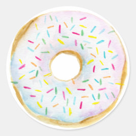 Waterverf Wit Sprinkle Donut Baby shower Ronde Sticker