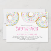 Waterverf Wit Strooi Donuts Sweet 16 Party Kaart (Voorkant)