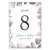 Waterverf Wit Zee Shell en koraal bruiloft Kaart (Achterkant)