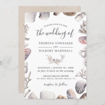 Waterverf Wit Zee Shell Strand Zand Bruiloft