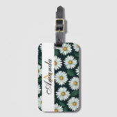 Waterverf Wit & Zwart Daisy Naadloos Patroon Bagagelabel (Voorkant (verticaal))