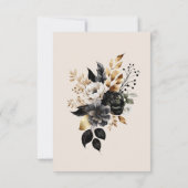 Waterverf Wit Zwart Goud Bloemen RSVP Card (Achterkant)