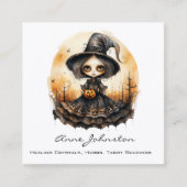 Waterverf Witch Doll Halloween Vierkante Visitekaartje (Voorkant)