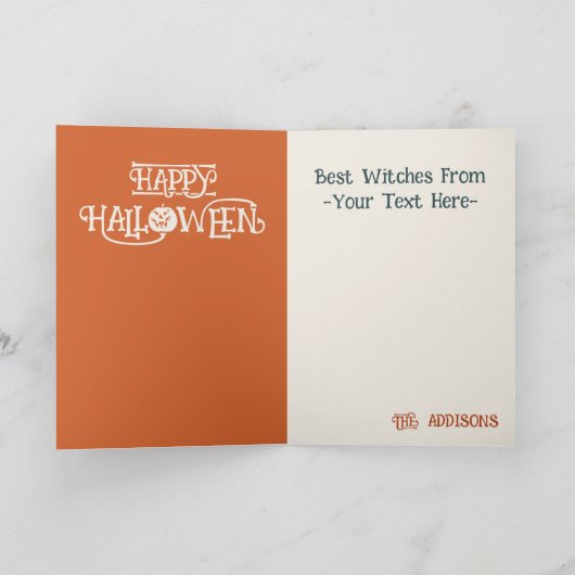 Waterverf Witch & Jack o Lantaarns Happy Halloween Kaart (Binnen)