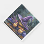 Waterverf Witch's Pet met Bloemen voor Decoupage Servet (Hoek)