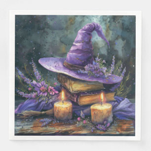 Waterverf Witch's Pet met Bloemen voor Decoupage Servet