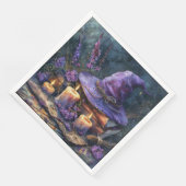 Waterverf Witch's Pet met Bloemen voor Decoupage Servet (Hoek)