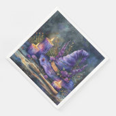 Waterverf Witch's Pet met Bloemen voor Decoupage Servet (Hoek)