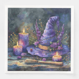 Waterverf Witch's Pet met Bloemen voor Decoupage Servet