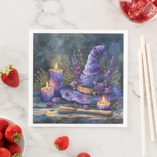 Waterverf Witch's Pet met Bloemen voor Decoupage Servet (Insitu)