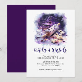 Waterverf Witch's pet met deegroller, Halloween Kaart