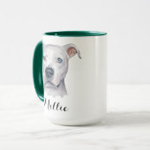 Waterverf Witte Amerikaanse Pitbull Pittie Fun Fac Mok (Voorkant links)
