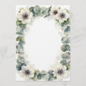 Waterverf Witte Anemoon Eucalyptus Bruidsdouche Kaart (Achterkant)