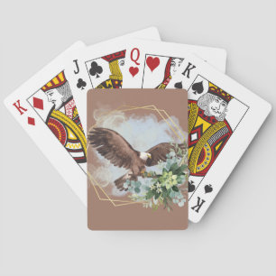 Waterverf Witte Arend Omlijst Boeket Pokerkaarten